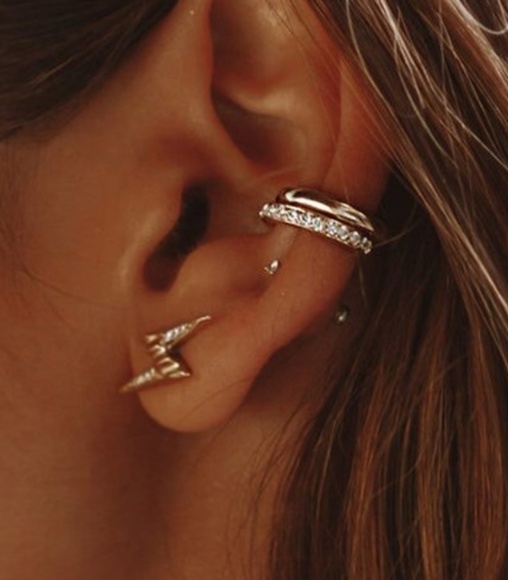 EAR CUFF CRYSTAL FLOWER SILVER ~ ADJUSTABLE - Picture 4 of 4